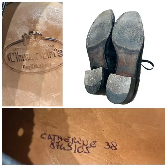 Church’s Black Leather Wingtip Oxford Shoes Women EU 38 Made England - - Picture 4 of 6